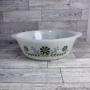 Vintage Green Daisy Glassbake Daisy Baking J514 Oval Casserole Dish‎